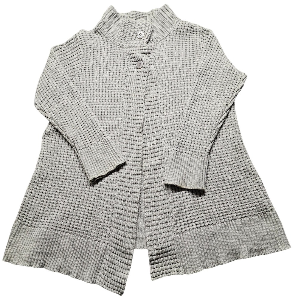 Liz Claiborne New York Gray Waffle Knit Button Mock Neck Cardigan Sweater‎ 1X